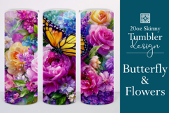 Animal Tumbler Wrap, Butterfly and Flowers Tumbler Wrap t17 Product Image 1