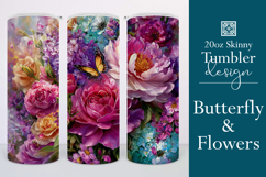 Animal Tumbler Wrap, Butterfly and Flowers Tumbler Wrap t27 Product Image 1