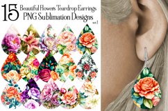 Beautiful Flowers Teardrop Earring Sublimation Designs Product Image 1
