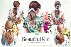 Beautiful Girl Watercolor Sublimation Clipart Product Image 1