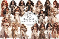 Beautiful Girl with Boho Outfit Clipart Product Image 1