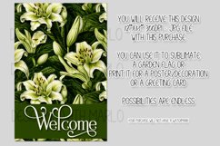 Green Lily Flowers 12x18 Welcome Garden Flag Sublimation Product Image 2