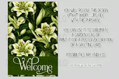 Green Lily Flowers 12x18 Welcome Garden Flag Sublimation Product Image 2