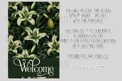 Green Lily Flowers 12x18 Welcome Garden Flag Sublimation Product Image 2