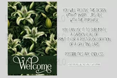 Green Lily Flowers 12x18 Welcome Garden Flag Sublimation Product Image 2