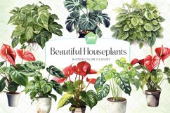 Beautiful Houseplants Watercolor Sublimation Clipart Product Image 1