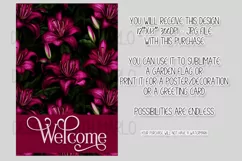 Magenta Lily Flowers 12x18 Welcome Garden Flag Sublimation Product Image 2