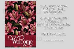 Pink Lily Flowers 12x18 Welcome Garden Flag Sublimation Product Image 2