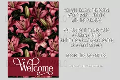 Pink Lily Flowers 12x18 Welcome Garden Flag Sublimation Product Image 2