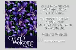 Purple Lily Flowers 12x18 Welcome Garden Flag Sublimation Product Image 2