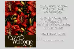 Red Lily Flowers 12x18 Welcome Garden Flag Sublimation Product Image 2