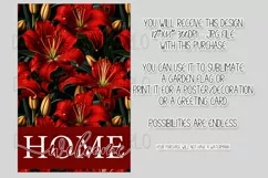 Red Lily Flowers 12x18 Welcome Home Garden Flag Design Product Image 2