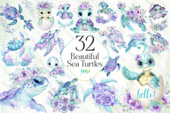 Beautiful Sea Turtles PNG Bundle Clipart Product Image 1
