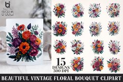 Beautiful Vintage Floral Bouquet Clipart, Mug Sublimation Product Image 1