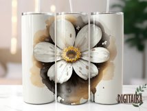 Watercolor White Flowers Straight &amp; Tapered Skinny Tumbler Product Image 4