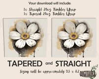 Watercolor White Flowers Straight &amp; Tapered Skinny Tumbler Product Image 2