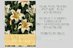 White Lily Flowers 12x18 Welcome Garden Flag Sublimation Product Image 2