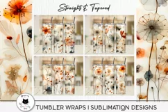 set of 4 floral tumbler designs