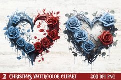 Beautiful Winter Roses Clipart, Christmas Rose Clipart Product Image 1