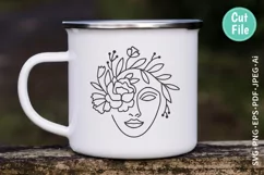 Beautiful Woman Drawing Cut File For Camping Mug