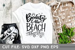 Beauty and the Beach, Hand Lettered with beach doodle SVG Product Image 2