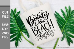 Beauty and the Beach, Hand Lettered with beach doodle SVG Product Image 1