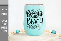 Beauty and the Beach, Hand Lettered with beach doodle SVG Product Image 3