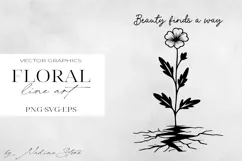 Floral Line Art Clipart | Wildflower SVG, PNG, EPS. Product Image 1