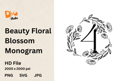 Beauty Floral Blossom Monogram Product Image 1