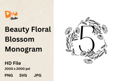 Beauty Floral Blossom Monogram Product Image 1