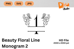 Beauty Floral Line Monogram Product Image 1