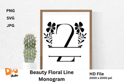 Beauty Floral Line Monogram Product Image 1