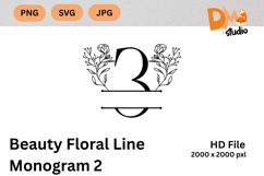 Beauty Floral Line Monogram Product Image 1