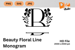Beauty Floral Line Monogram Product Image 1