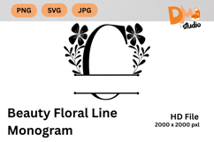 Beauty Floral Line Monogram Product Image 1