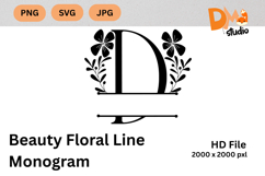 Beauty Floral Line Monogram Product Image 1