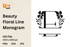 Beauty Floral Line Monogram Product Image 1