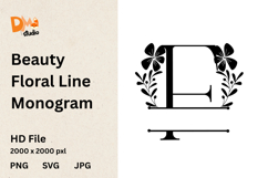 Beauty Floral Line Monogram Product Image 1