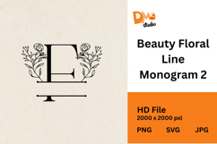 Beauty Floral Line Monogram Product Image 1