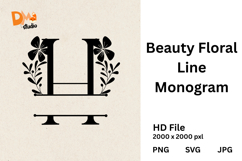 Beauty Floral Line Monogram Product Image 1