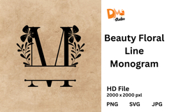Beauty Floral Line Monogram Product Image 1