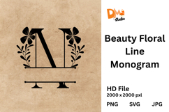 Beauty Floral Line Monogram Product Image 1