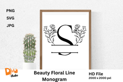 Beauty Floral Line Monogram Product Image 1