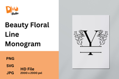 Beauty Floral Line Monogram Product Image 1