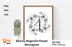 Beauty Magnolia Flower Monogram Product Image 1
