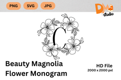Beauty Magnolia Flower Monogram Product Image 1