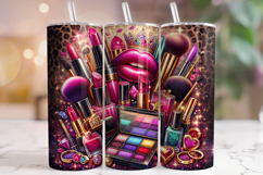 Makeup Tumbler Wrap, Makeup Artist Tumbler PNG, Makeup PNG Product Image 1