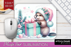 Beaver Pastel Christmas Mouse Pad Sublimation Coquette Xmas Product Image 1