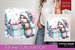 Beaver Pastel Christmas Tote Bag Coquette Xmas Tote Bag PNG Product Image 1