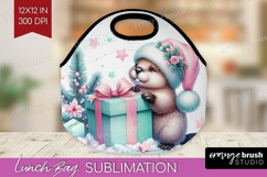 Beaver Pastel Christmas Lunch Bag Coquette Xmas Lunch Bug Product Image 1